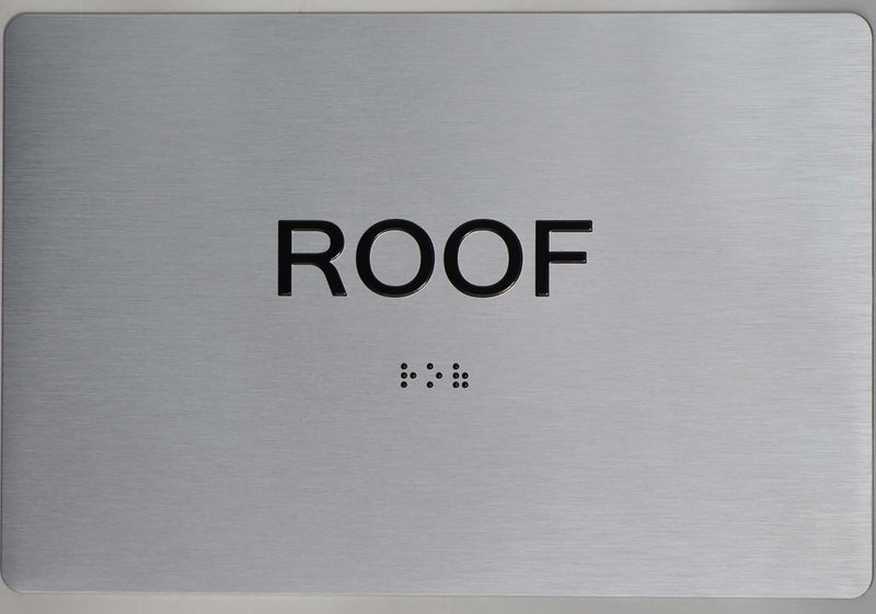 BUILDINGSIGNS.COM Floor Number Sign Tactile Graphics Grade 2 Braille Text With Raised Letters Aluminum, Safety Sign For Office, School Hospital,Brush Silver (Roof 6X9) - Image 4